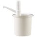 A white plastic container with a white handle and a white cap.