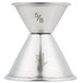 An American Metalcraft stainless steel jigger with numbers on the sides.