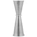 An American Metalcraft stainless steel Japanese style jigger with measurements.