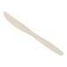 A beige heavy weight polystyrene plastic knife.