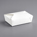 A white Choice microwavable folded paper take-out box with a lid.