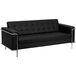 A Flash Furniture black leather Lesley sofa with chrome legs.