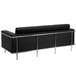 A Flash Furniture black leather sofa with chrome legs.