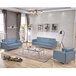 A room with a Flash Furniture Lacey gray leather sofa and chair with metal legs.