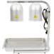 Avantco Silver 2 Bulb Free Standing Heat Lamp / Food Warmer with Pan and Grate - 120V, 500W