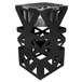 A black metal Eastern Tabletop LeXus cube stand with a metal grate.