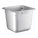 A Vigor stainless steel 1/6 size steam table pan on a counter.