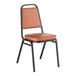A brown stackable chair with a 2-inch padded seat and a black metal frame.
