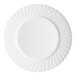 A white plate with a scalloped edge.