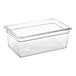 A Cambro clear plastic food pan.