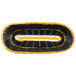 A close-up of a black and gold woven Thunder Group cracker basket.