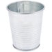 An American Metalcraft galvanized metal soup can with a metal lid on a white background.