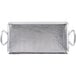 An American Metalcraft rectangular stainless steel tray with hammered details and handles.