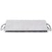 An American Metalcraft rectangular stainless steel griddle tray with a metal handle.