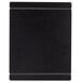A black rectangular menu board with flex bands and a white strip.