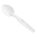 A white plastic Cambro Camwear perforated spoon.