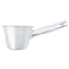 A silver metal Vollrath transfer dipper with a long handle.