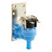 A close-up of a blue Scotsman inlet solenoid valve with a metal plate.