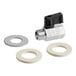 A close-up of a Hatco drain plug assembly valve and metal ring.