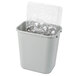A gray rectangular Continental wastebasket.
