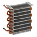 A Beverage-Air condenser coil with copper pipes.