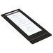A black Cal-Mil menu board with white flex bands holding a menu.