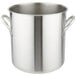 A Vollrath stainless steel stock pot with handles.