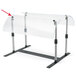 A clear plastic shield with silver metal Vollrath knobs.
