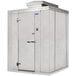 A white metal Norlake Kold Locker walk-in freezer with a door open.