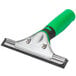 An Unger ErgoTec window squeegee with a green and black handle.