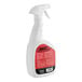 A white spray bottle with a red label containing Noble Chemical Formula-D Ready-to-Use Decarbonizer and Degreaser.