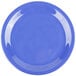 A close-up of a GET Peacock Blue melamine plate with a white background.