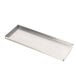 A silver rectangular metal tray with a handle.