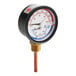 A close-up of a Hatco pressure gauge with a red and black handle.