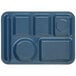 A Carlisle blue melamine 6 compartment tray.