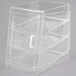 A clear plastic display case with four shelves.