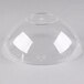 A clear plastic dome lid for a Fineline clear plastic round bowl.