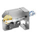 A metal box with a white and gold Ice-O-Matic Harvest Assist valve inside.