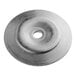 A round metal washer with a hole in the center.