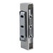 A metal hinge with a rectangular base and three screw holes, designed for mounting on doors or panels.