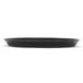 A black oval shaped HS Inc. Polypropylene pizza tray.