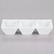 A CAC Citysquare white porcelain bowl divided into three compartments.