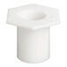 A white plastic Scotsman drain casting with a hexagonal nut.