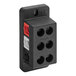 A black rectangular Bunn terminal block with holes for two plugs.