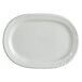 A Tuxton Bright White China platter with an embossed rim.