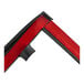 A red and black plastic door opening trim for a Manitowoc Ice bin.