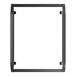 A black rectangular frame with black metal corners and two metal bars on it.