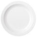 A white Carlisle polycarbonate plate with a narrow rim.