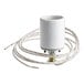 A white cylinder with a wire at one end.