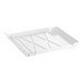 A white plastic Scotsman curtain tray with handles and holes.